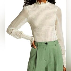 rag & bone, Kayden women’s blouse, cream, Size Medium